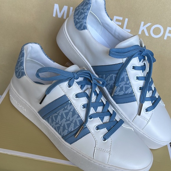 MICHAEL KORS POPPY STRIPE LACE UP NAPPA FAUX LEATHER CHAMBRAY WMNS - Picture 7 of 16